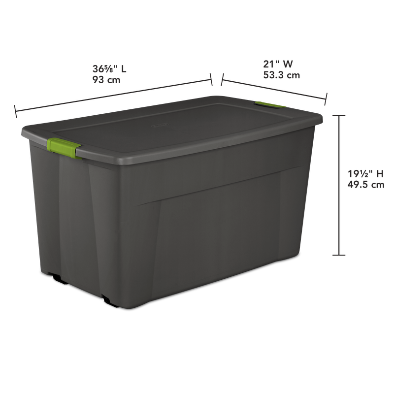 Caja Plástica 170 Litros Gris Oscuro, Clip Verde
