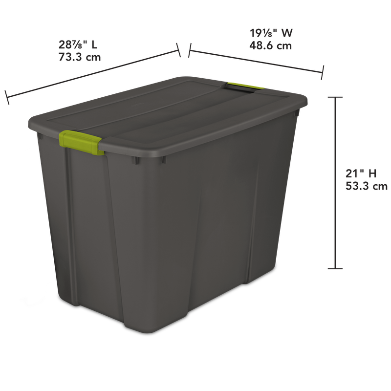 Caja Plástica 129 Litros, Gris Oscuro, Clip Verde