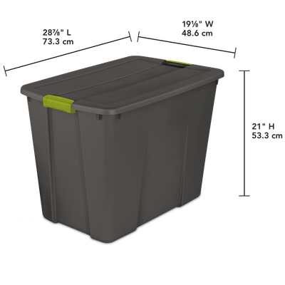 Caja Plástica 129 Litros, Gris Oscuro, Clip Verde