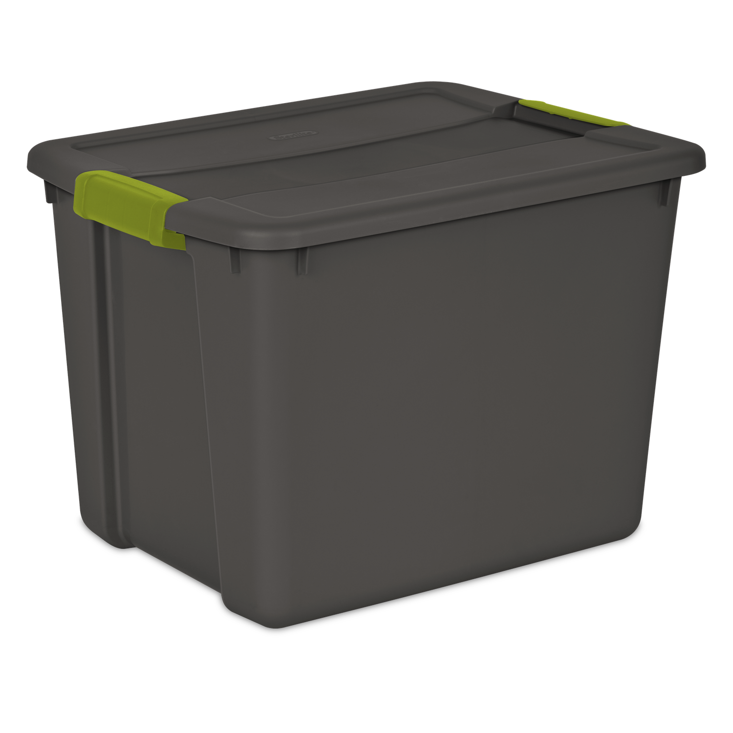 Caja Plástica 45 Litros, Gris Oscuro, Clip Verde