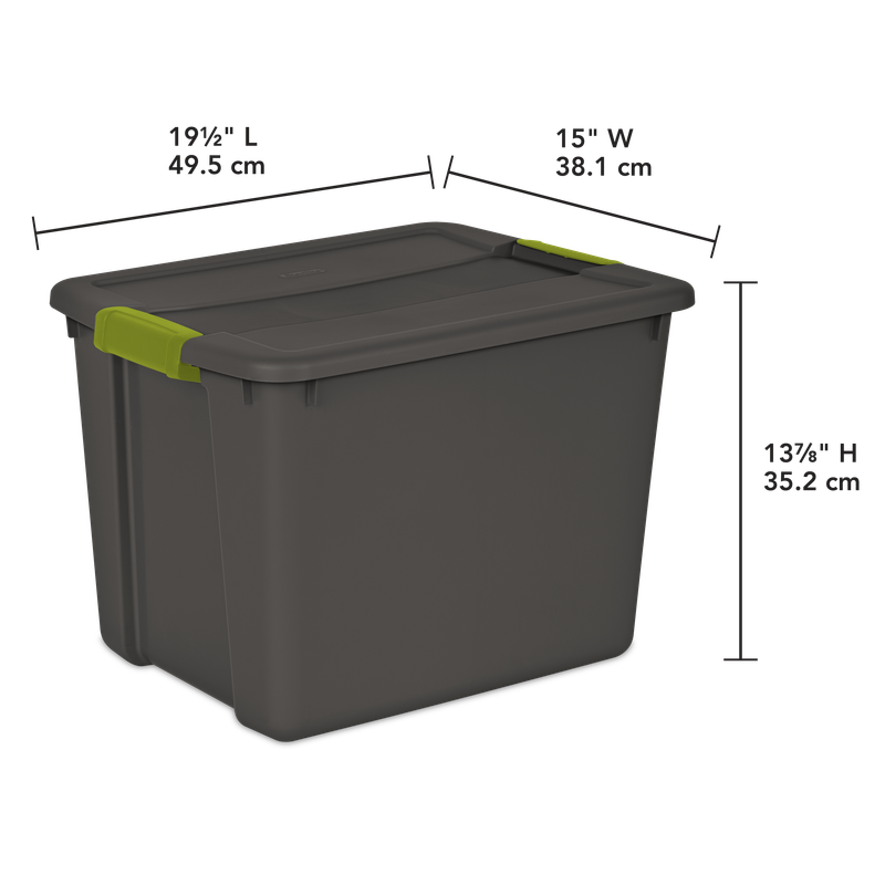 Caja Plástica 45 Litros, Gris Oscuro, Clip Verde
