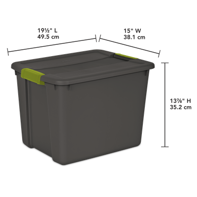 Caja Plástica 45 Litros, Gris Oscuro, Clip Verde