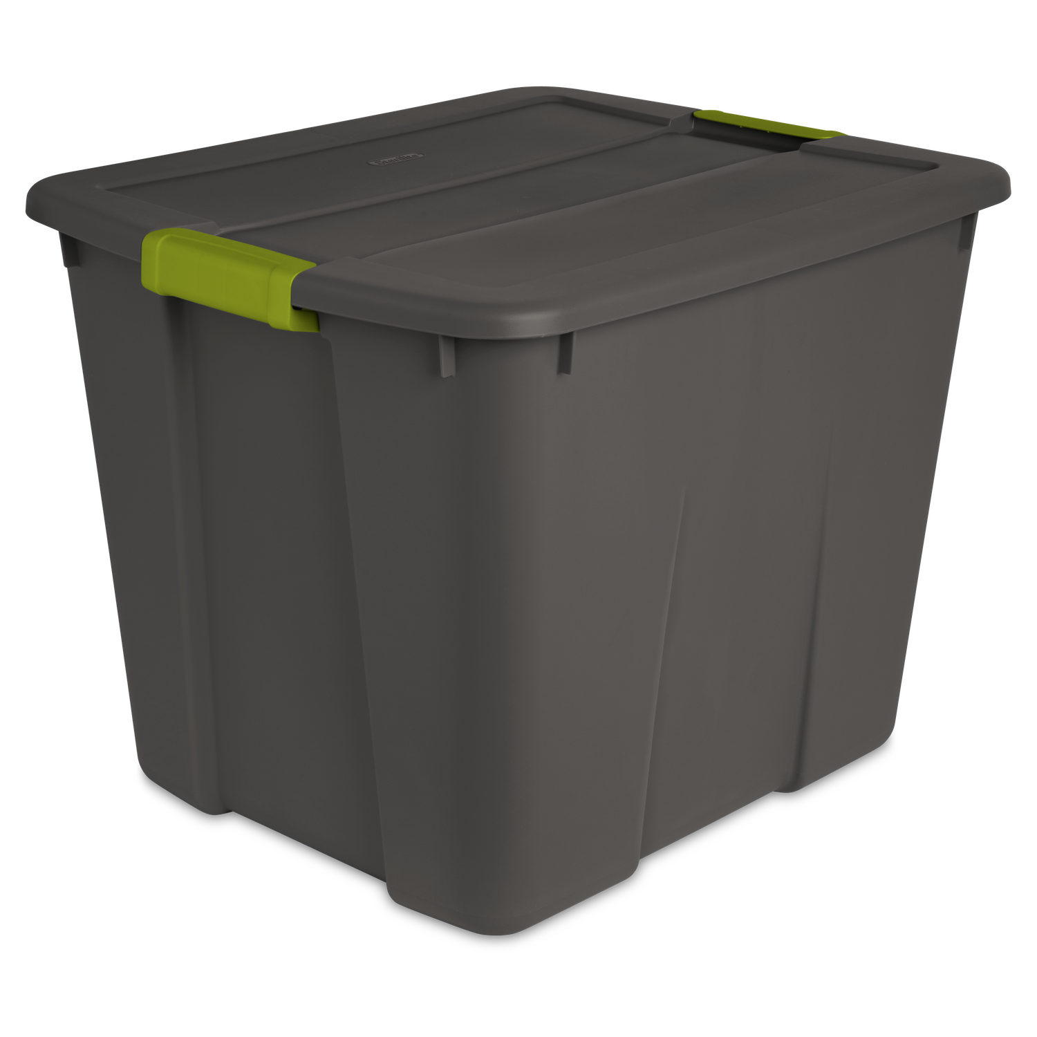 Caja Plástica 76 Litros, Gris Oscuro, Clip Verde