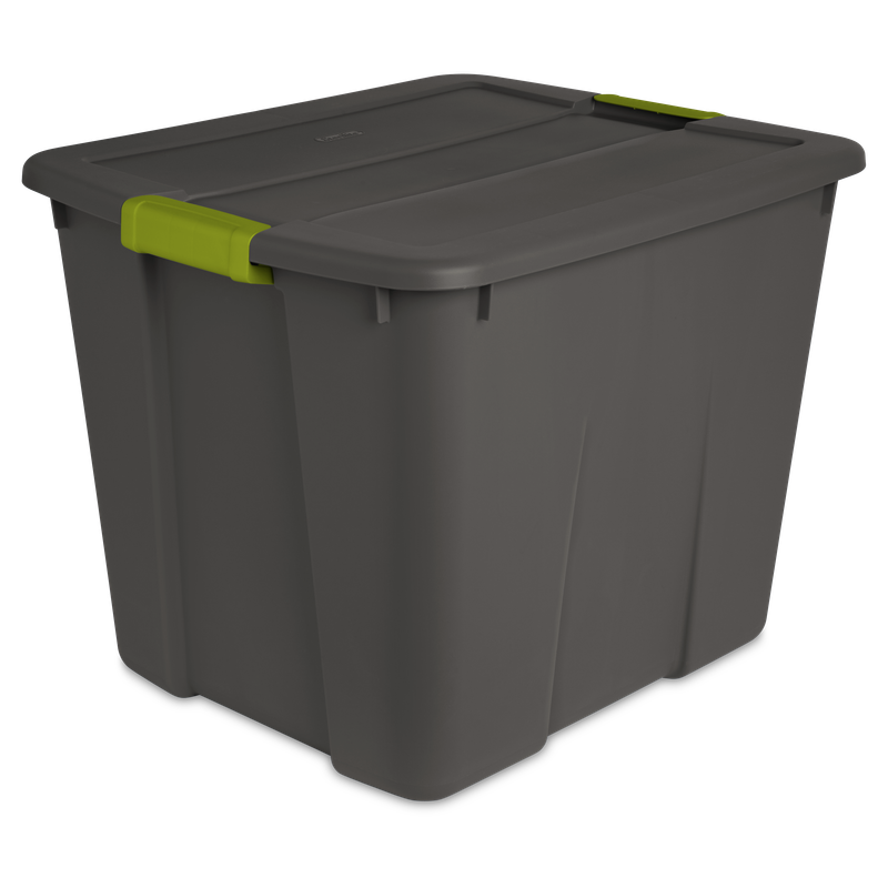 Caja Plástica 76 Litros, Gris Oscuro, Clip Verde