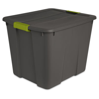 Caja Plástica 76 Litros, Gris Oscuro, Clip Verde