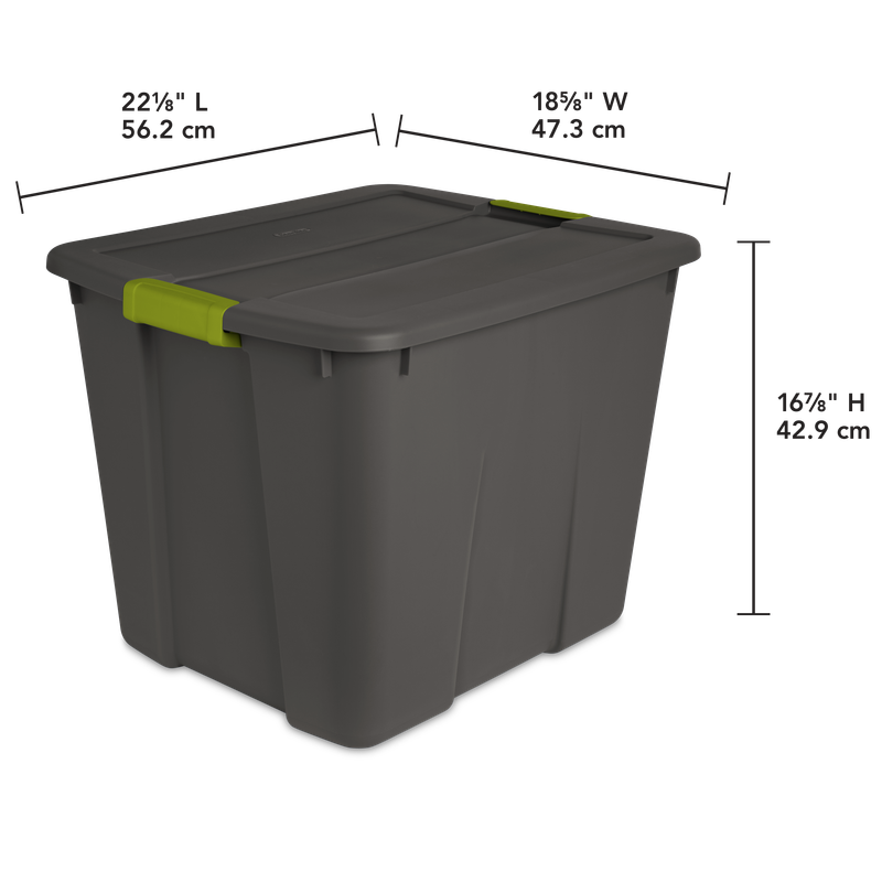 Caja Plástica 76 Litros, Gris Oscuro, Clip Verde