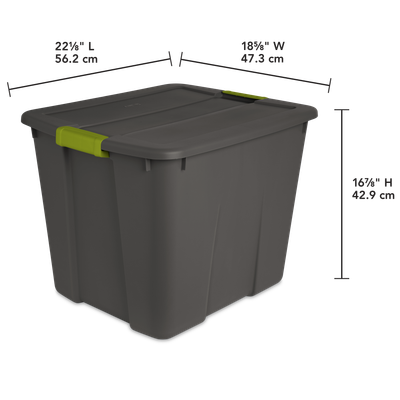 Caja Plástica 76 Litros, Gris Oscuro, Clip Verde