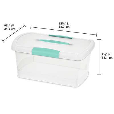 Caja Plástica Transparente, Agarradores Turquesa
