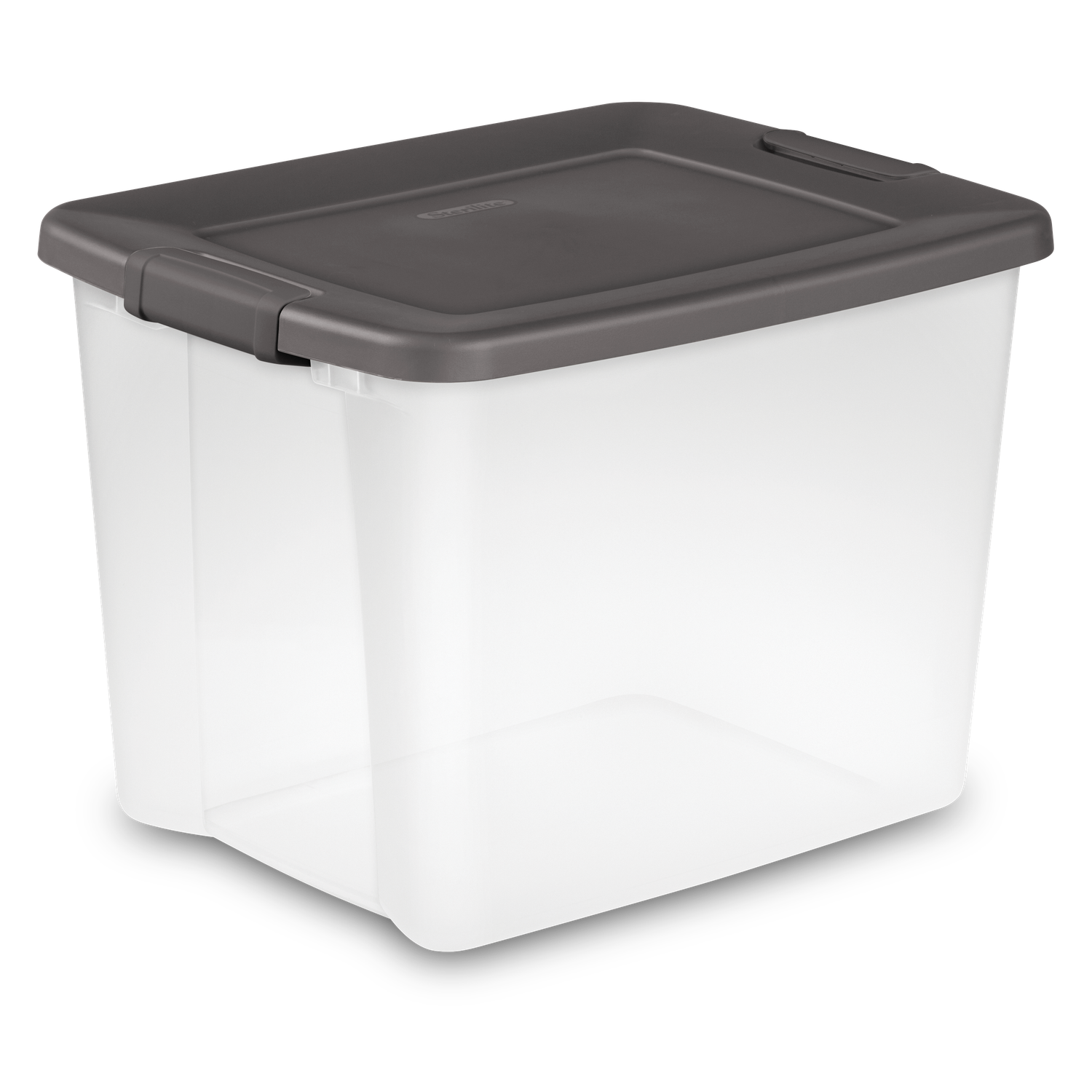 Caja Plástica Transparente 47 Lt, Con Tapa Y Clip Gris Oscuro