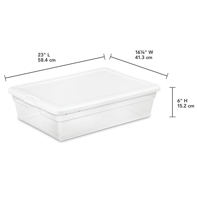 Caja Plástica 27 Litros, Transparente Tapa Blanca