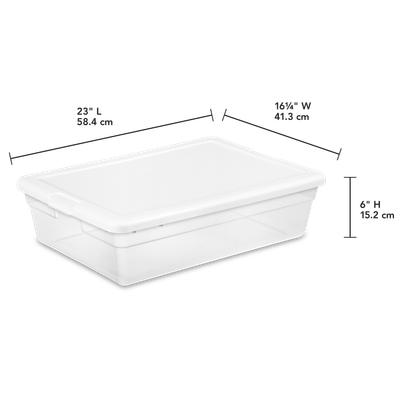 Caja Plástica 27 Litros, Transparente Tapa Blanca