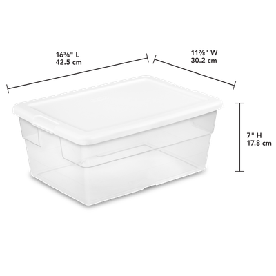Caja Plástica 15 Litros, Transparente Tapa Blanca