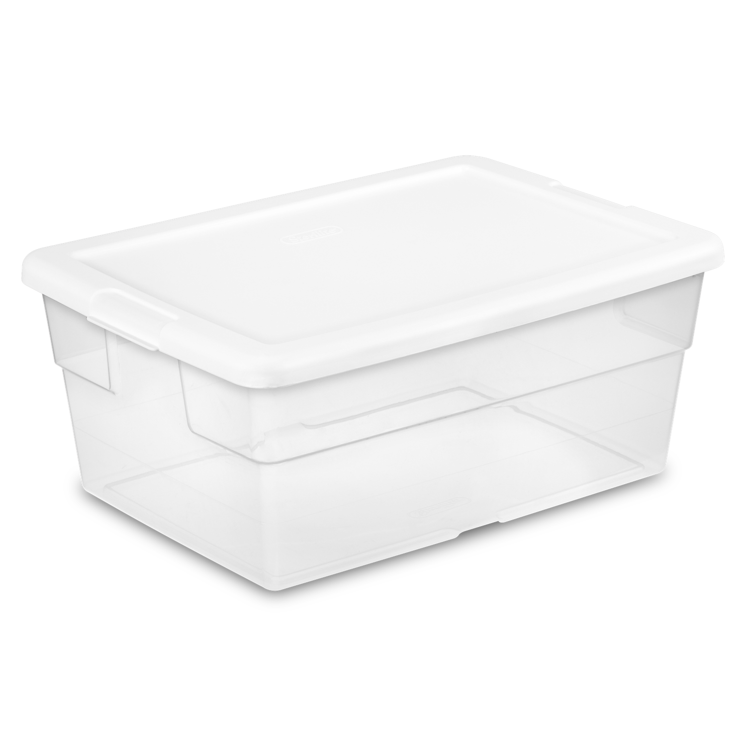 Caja Plástica 15 Litros, Transparente Tapa Blanca
