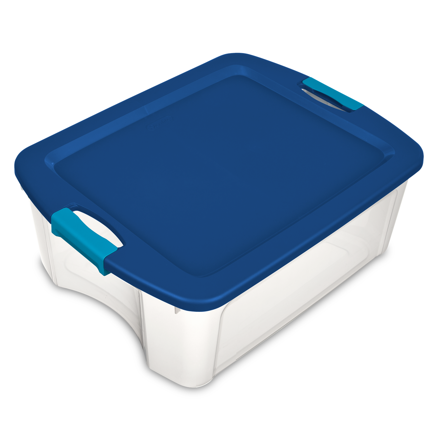 Caja Plástica 45 Litros, Tapa Azul Clip Celeste,