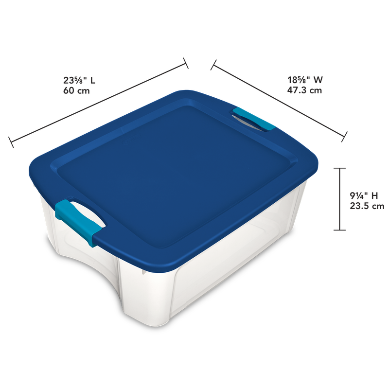 Caja Plástica 45 Litros, Tapa Azul Clip Celeste,