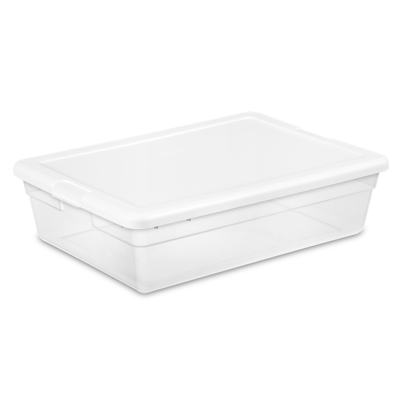 Caja Plástica 27 Litros, Transparente Tapa Blanca