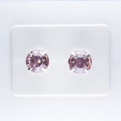 Zircon Birthstone Earrings, 8mm - Hypoallergenic Stud, Clip-on or Magnetic