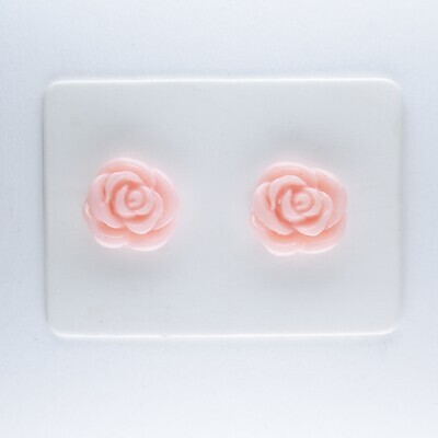 Flower Flat Rose Earrings, 10mm, 6 Colors Hypoallergenic Stud, Clip-on or Magnetic