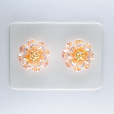 Flower Sparkle Peony Earrings, 12mm, 6 Colors Hypoallergenic Stud, Clip-on or Magnetic