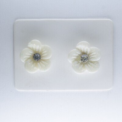 Flower Tropical Sparkle Earrings, 8 Colors Hypoallergenic Stud, Clip-on or Magnetic
