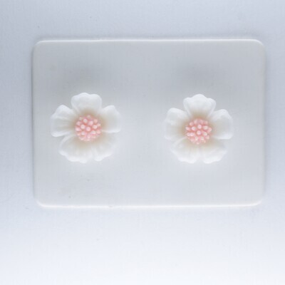 Flower Geranium Earrings, 10mm, 12 Colors Hypoallergenic Stud, Clip-on or Magnetic
