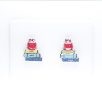 Charm Teacher Earrings, 6 styles, Hypoallergenic Stud, Clip-on or Magnetic