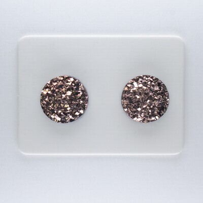 Druzy Resin Metallic Charm Earrings, 7 colors, 10mm, Hypoallergenic Stud, Clip-on or Magnetic