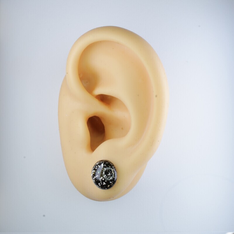Round Glitter Earrings, 12mm, 4 colors, Hypoallergenic Stud, Clip-on or Magnetic
