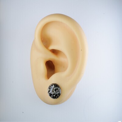 Round Glitter Earrings, 12mm, 4 colors, Hypoallergenic Stud, Clip-on or Magnetic