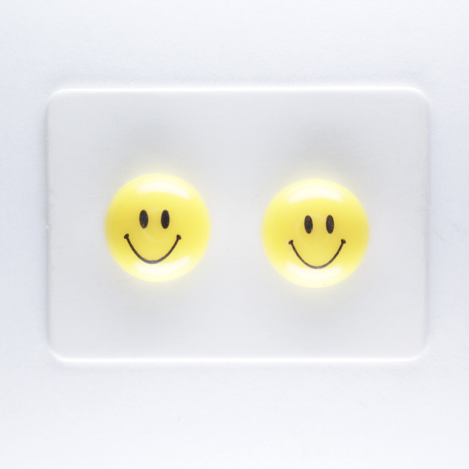 Resin Round Smile Earrings, 10mm,  Hypoallergenic Stud, Clip-on or Magnetic