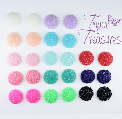 Druzy Resin Matte Earrings, 13 colors, 10mm, Hypoallergenic Stud, Clip-on or Magnetic
