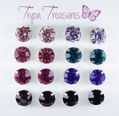 Zircon Birthstone Earrings, 8mm - Hypoallergenic Stud, Clip-on or Magnetic