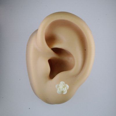 Flower Rose Earrings, 7mm, 6 Colors Hypoallergenic Stud, Clip-on or Magnetic