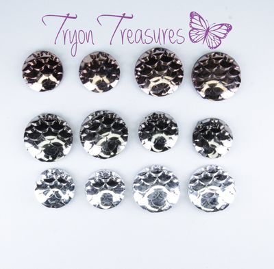 Resin Round Metallic Mermaid Sequin Earrings, 8mm or 10mm 3 colors, Hypoallergenic Stud, Clip-on or Magnetic