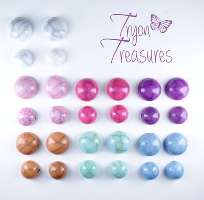 Round Resin Crackle Earrings, 8mm and 10mm, 7 colors, Hypoallergenic Stud, Clip-on or Magnetic