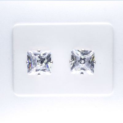 Zircon Diamond Earrings, Silver Setting - Hypoallergenic Stud, Clip-on or Magnetic
