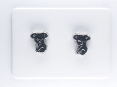 A pair of tiny 6mm Magnetic Grey Koala Earrings.