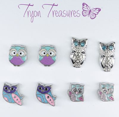 4 different styles 8mm Magnetic Owl Earrings made by Tryontreasures.