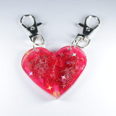 Best Friend Puzzle Heart Resin Keychain