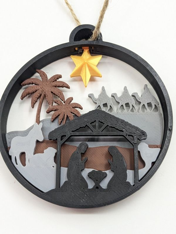 3D printed Layered Nativity Ornament