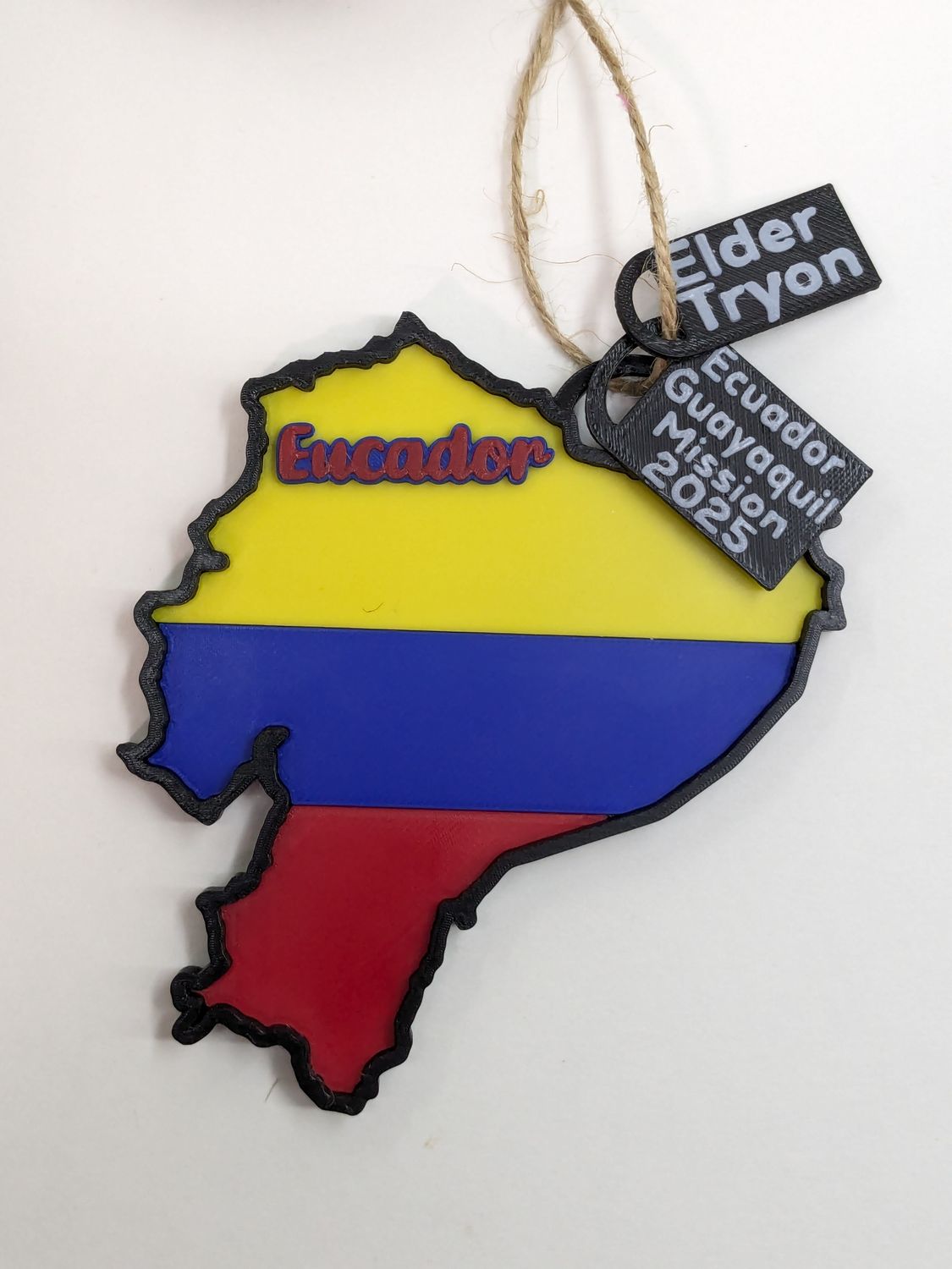 Ecuador Flag Layered Christmas Ornament  3D printed