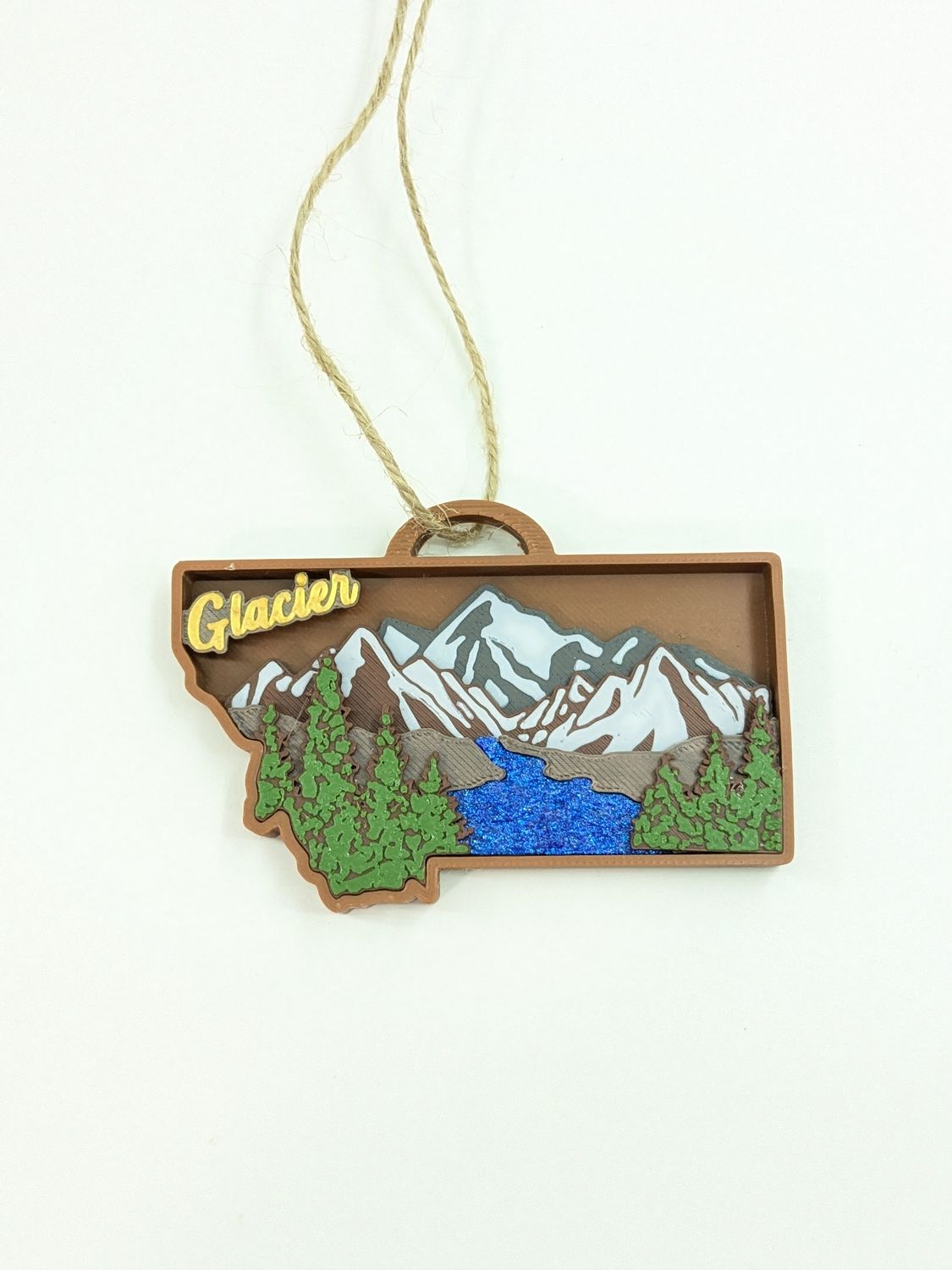 Glacier National Park Layered Christmas Ornament  3D printed