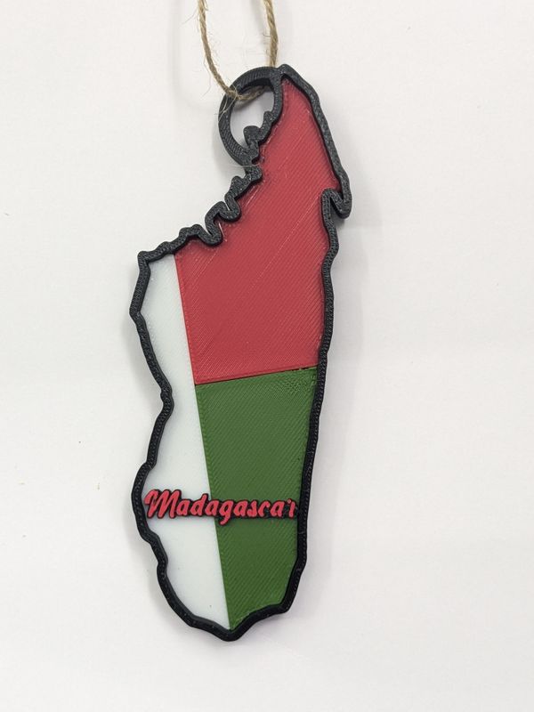 Madagascar Flag Layered Christmas Ornament  3D printed