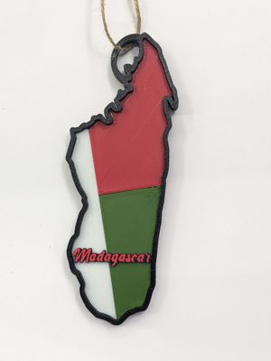 Madagascar Flag Layered Christmas Ornament  3D printed