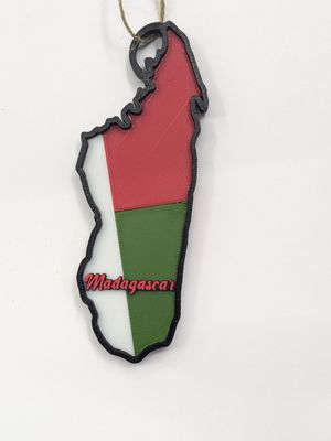 Madagascar Flag Layered Christmas Ornament  3D printed