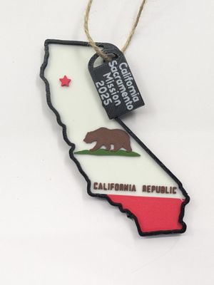 California Flag Layered Christmas Ornament  3D printed