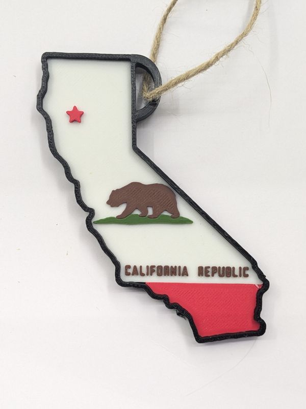 California Flag Layered Christmas Ornament  3D printed