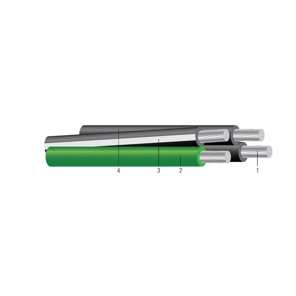 Cable RHH/RHW-2 o USE-2 de aluminio para alimentador de casa móvil (MHF) 2 AWG 2 hilos — 1000 pies