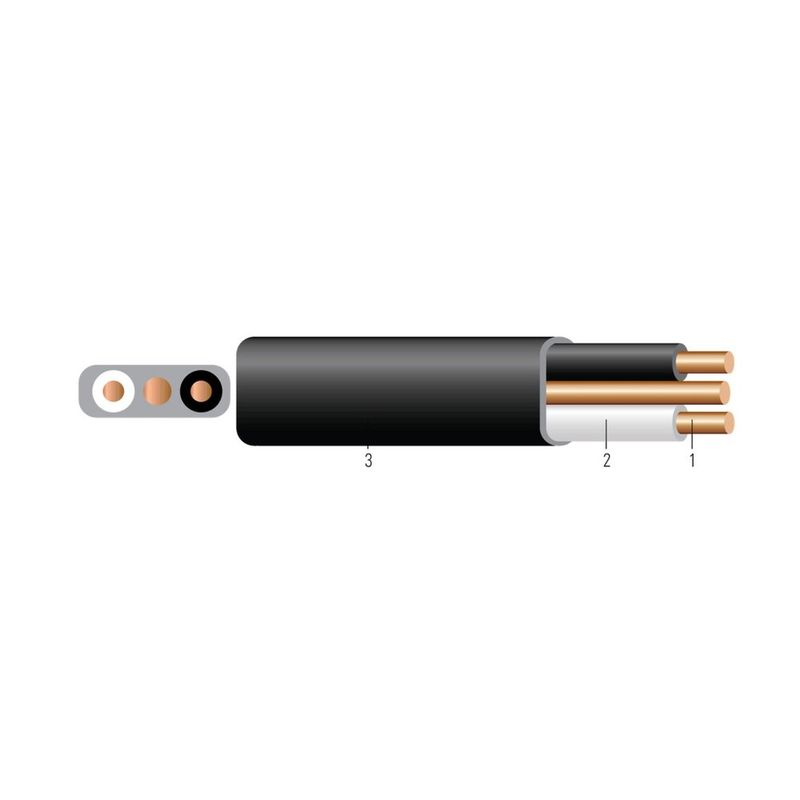 Cable NMWU de cobre 6 AWG 2 hilos — Negro, 4921 pies