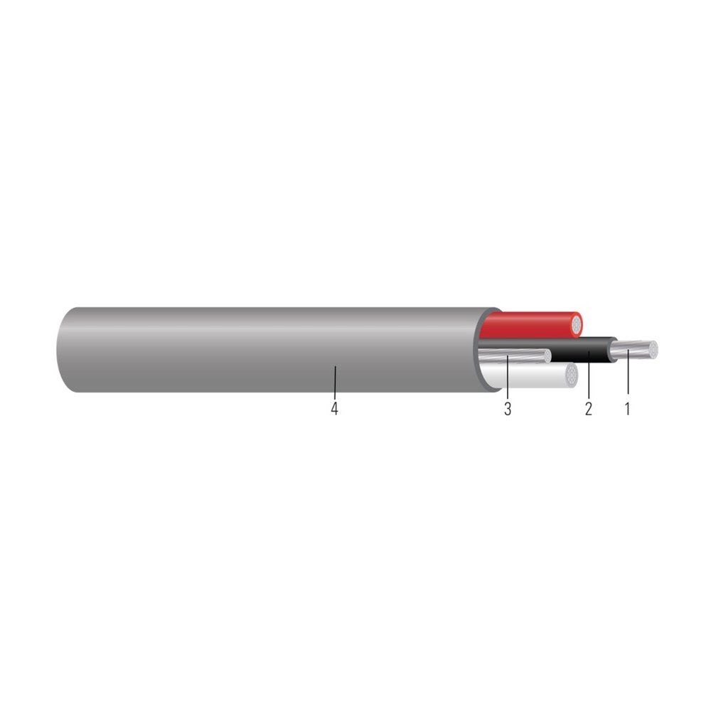 Cable NMD90 de aluminio, marca SIMpull® Romex® 4 AWG 3 hilos — Gris, 984 pies